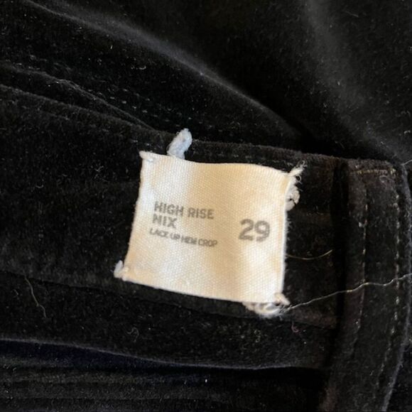 Hudson Nix High Rise Lace Hem Black Velvet Cropped Skinny Pants Size 29 - Picture 9 of 14